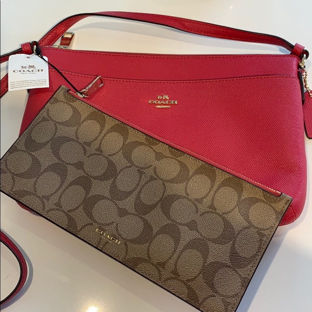 New Red Coach Crossbody Purse with Wallet